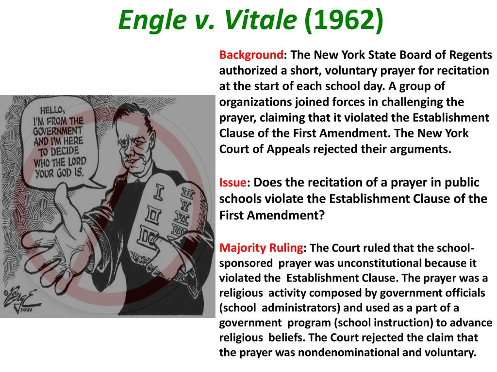 Voluntary school prayer in the public schools was ruled unconstitutional in cheap